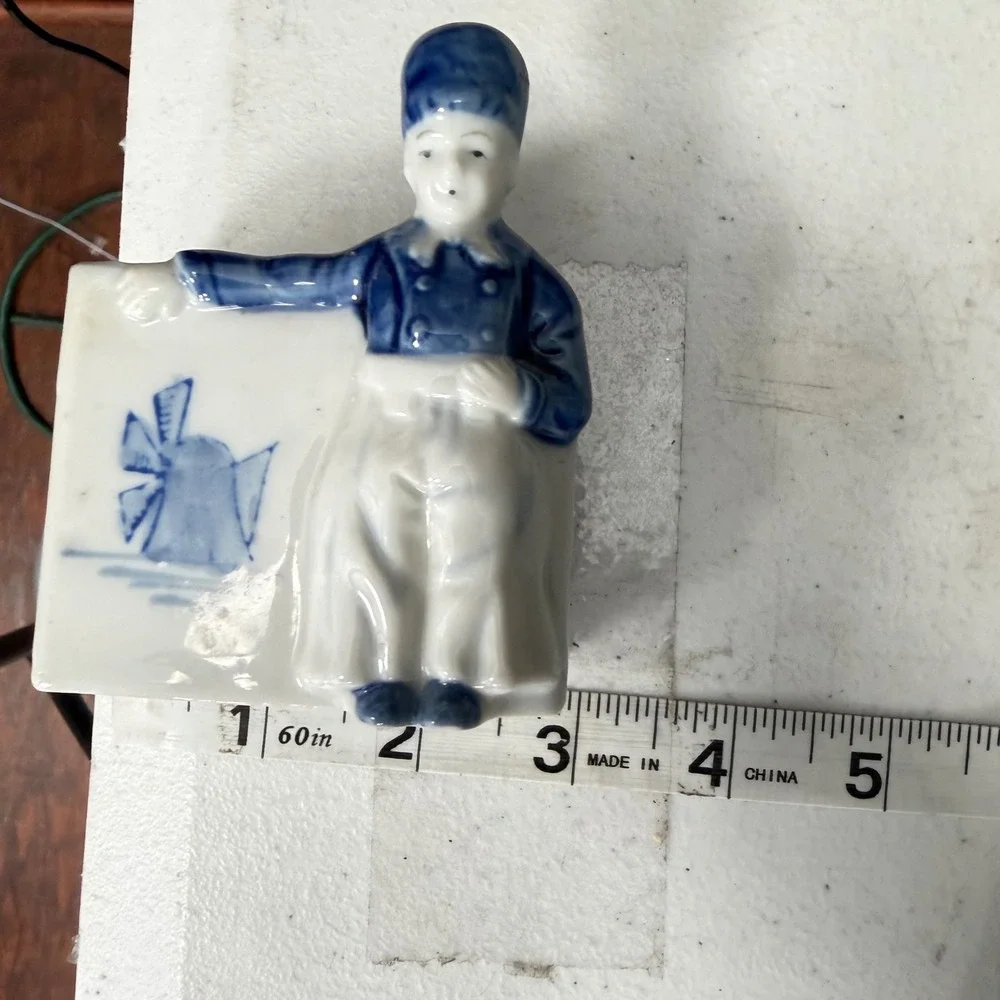 Antique Delft Boy/Girl Figurine Holders/Planters 1920s Blu/Wht Dutch Pair‎ Japan